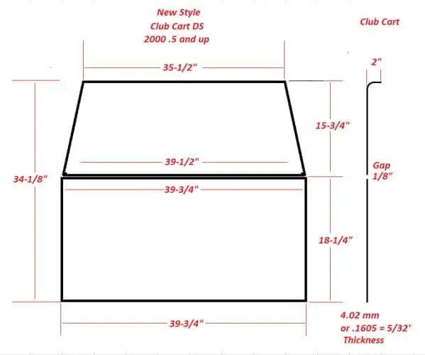 Club Car DS New Style Windshield Dimensions