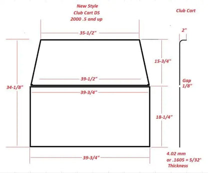 Club Car DS New Style Windshield Dimensions