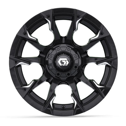 14" GTW Diablo Machined Black Wheels with Low Profile Golf Cart Tire