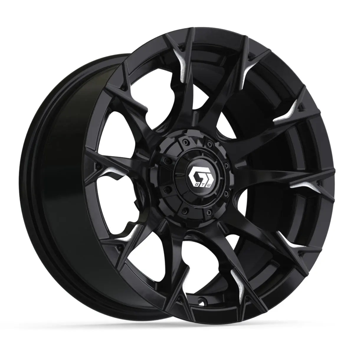 14" GTW Diablo Machined Black Wheels with Low Profile Golf Cart Tire