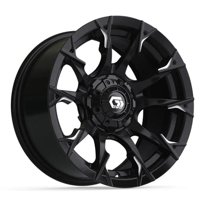 14" GTW Diablo Machined Black Wheels with Low Profile Golf Cart Tire