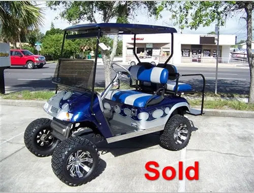 EZGO TXT Electric Blue & Silver Tribal Axe Golf Cart ECCGC My Store