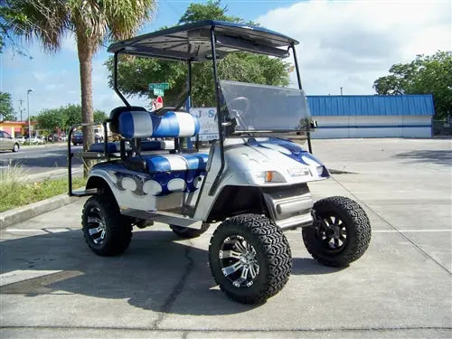 EZGO TXT Electric Blue & Silver Tribal Axe Golf Cart ECCGC My Store