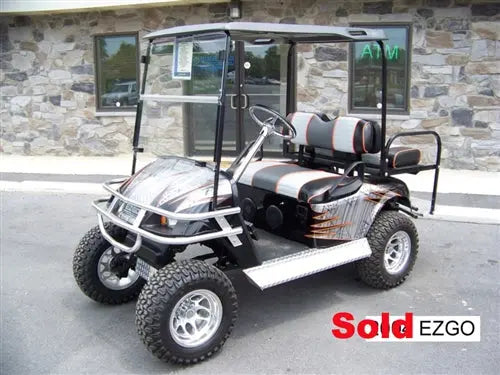 EZGO TXT Electric Silver Black Pinstripe Golf Cart ECCGC My Store