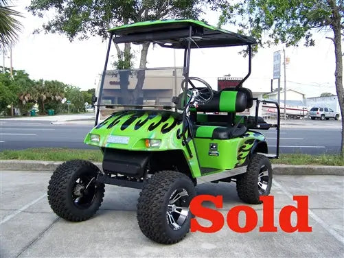 EZGO TXT Gas Green & Black Tribal Flame Golf Cart ECCGC My Store