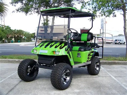 EZGO TXT Gas Green & Black Tribal Flame Golf Cart ECCGC My Store