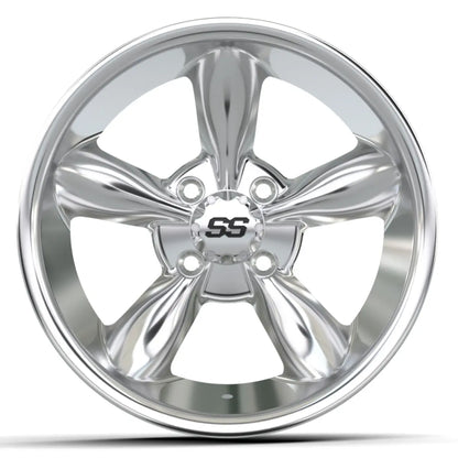 14" GTW Godfather Chrome Wheels with Low Profile Golf Cart Tire