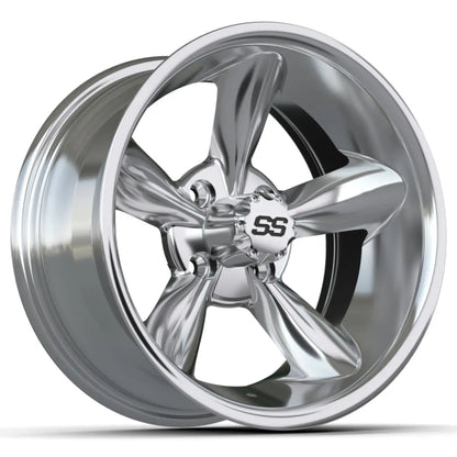 14" GTW Godfather Chrome Wheels with Low Profile Golf Cart Tire
