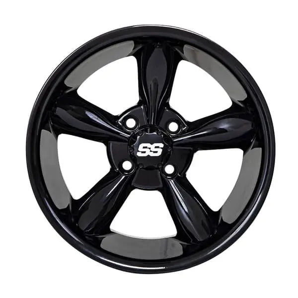 14" GTW Godfather Gloss Black Wheels with Low Profile Golf Cart Tire