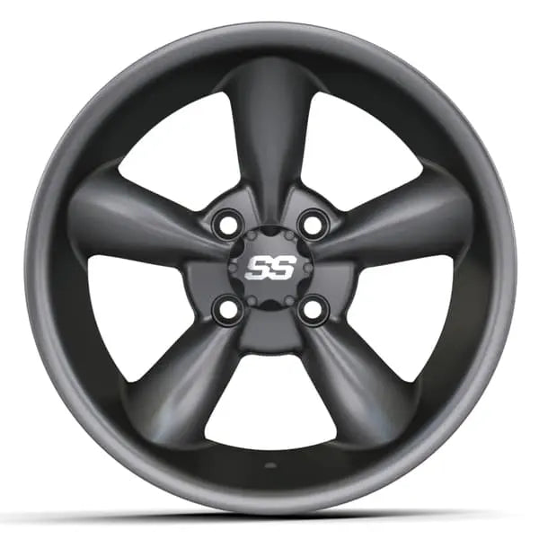 14" GTW Godfather Matte Grey Wheels with Low Profile Golf Cart Tire