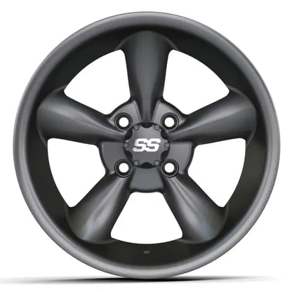 14" GTW Godfather Matte Grey Wheels with Low Profile Golf Cart Tire