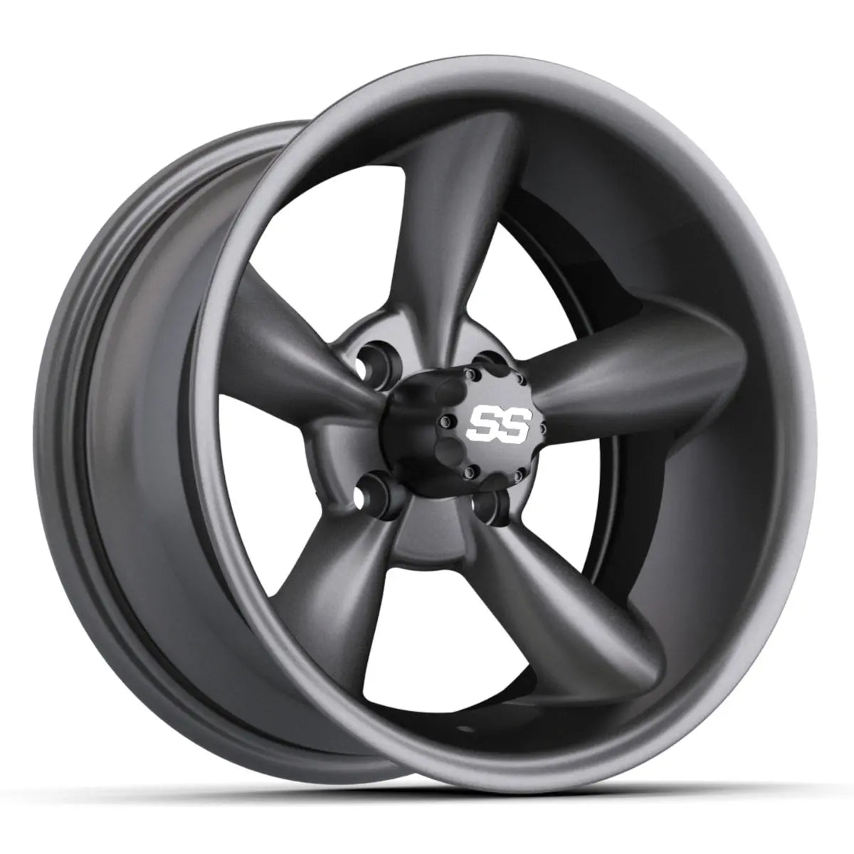 14" GTW Godfather Matte Grey Wheels with Low Profile Golf Cart Tire