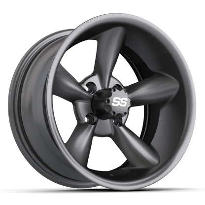 14" GTW Godfather Matte Grey Wheels with Low Profile Golf Cart Tire