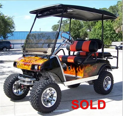 Club Car DS Electric Custom Harley Real Fire Golf Cart ECCGC My Store