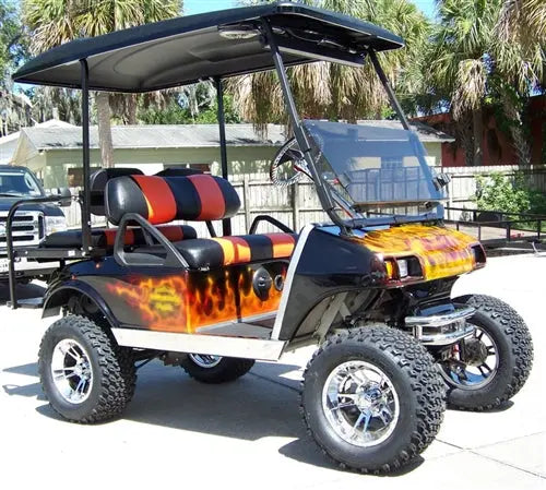 Club Car DS Electric Custom Harley Real Fire Golf Cart ECCGC My Store