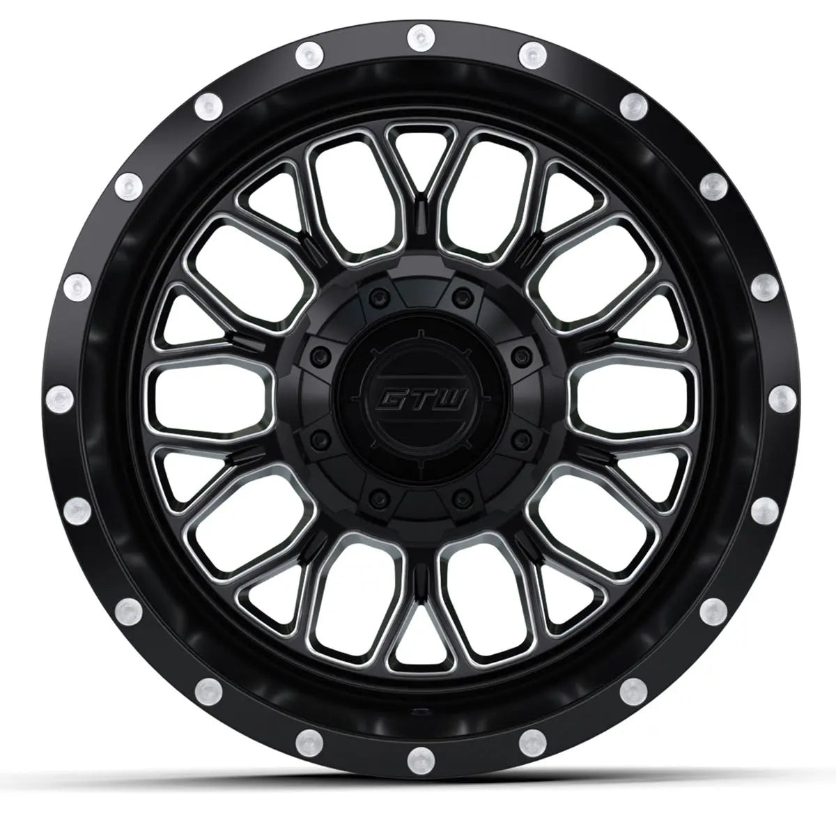 14" GTW Helix Machined Black Wheels with Low Profile Golf Cart Tire