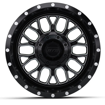 14" GTW Helix Machined Black Wheels with Low Profile Golf Cart Tire