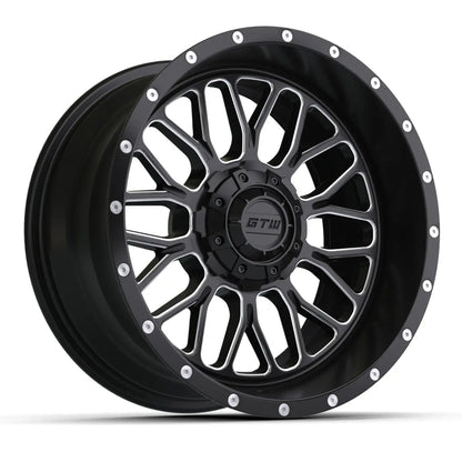 14" GTW Helix Machined Black Wheels with Low Profile Golf Cart Tire