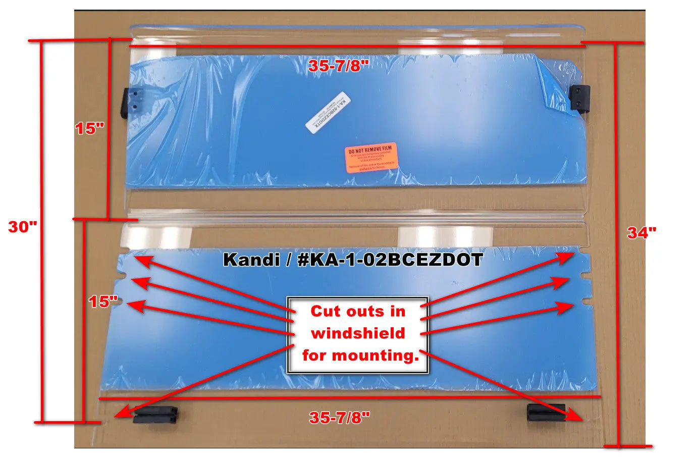 Kandi Pro 4 and Pro 6 AS4 DOT Approved Fold Down Windshield