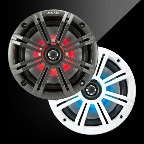 Kicker LED 6.5 Inch Marine Speakers Kicker-SPKR-BKM-LED-C/SW