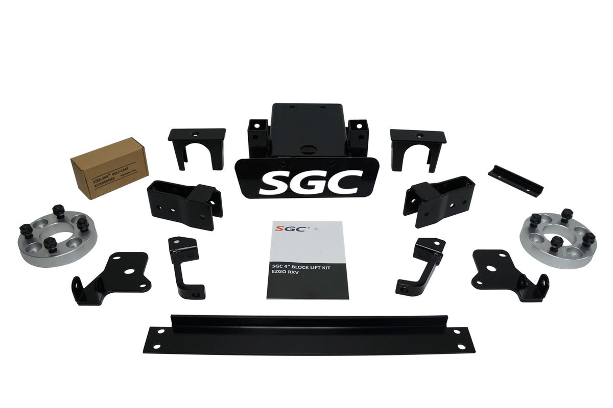 SGC 4″ Block Lift Kit for EZGO RXV 2008-2013 exploded view of parts