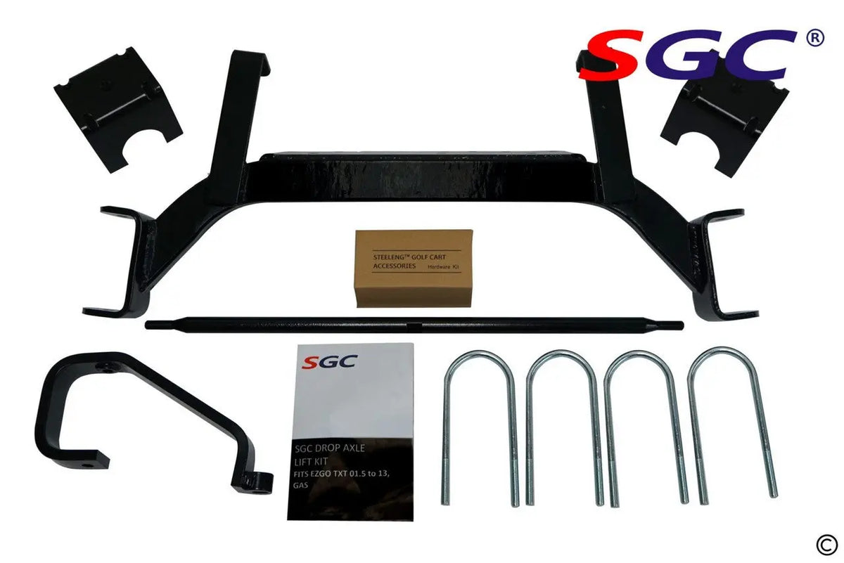 SGC 6″ Drop Axle Lift Kit for EZGO TXT/PDS Gas 2001.5-2008 exploded view of parts