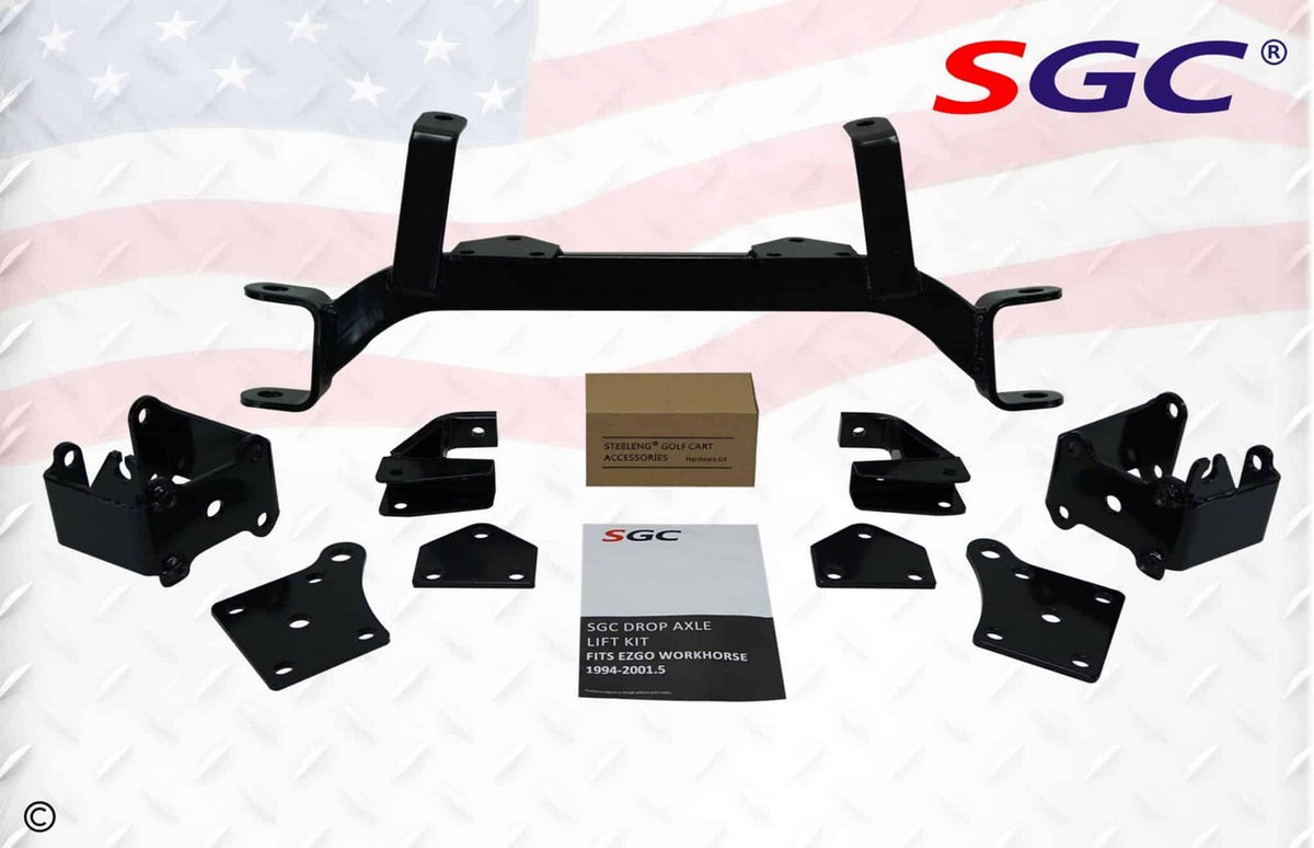 SGC 6″ Drop Axle Lift Kit for EZGO MPT/Workhorse 1200 Gas 1994-2001.5 exploded view of parts