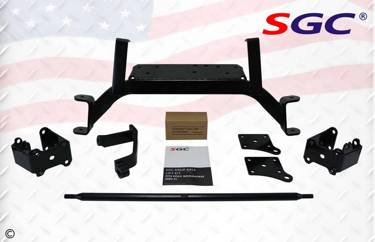 SGC 6″ Drop Axle Lift Kit for EZGO MPT/Workhorse 1200 Gas 2001.5-2013 exploded view of parts