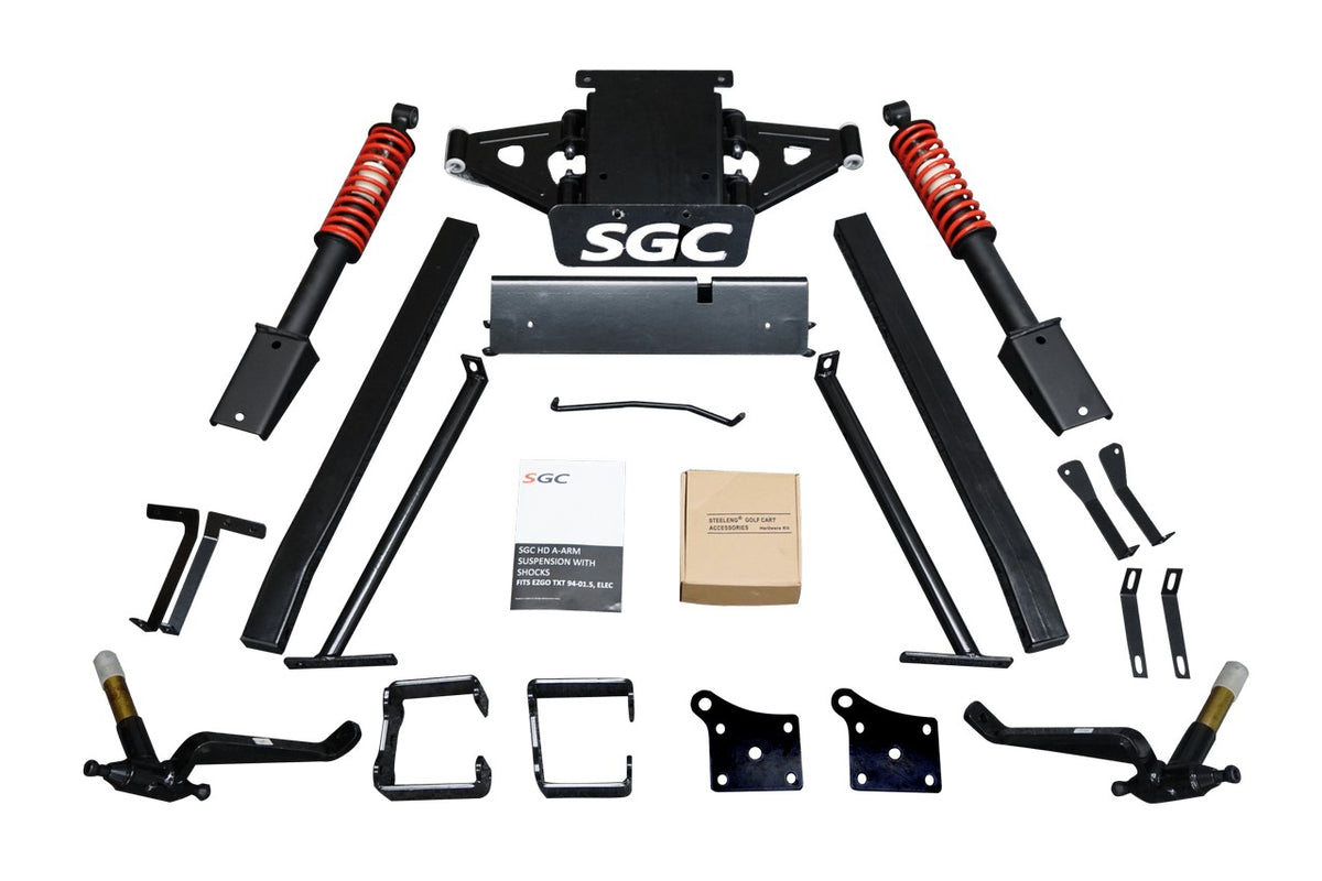 SGC 6″ Coil-Over Shock A-Arm Lift Kit for Electric EZGO TXT 94-01.5 exploded view of parts
