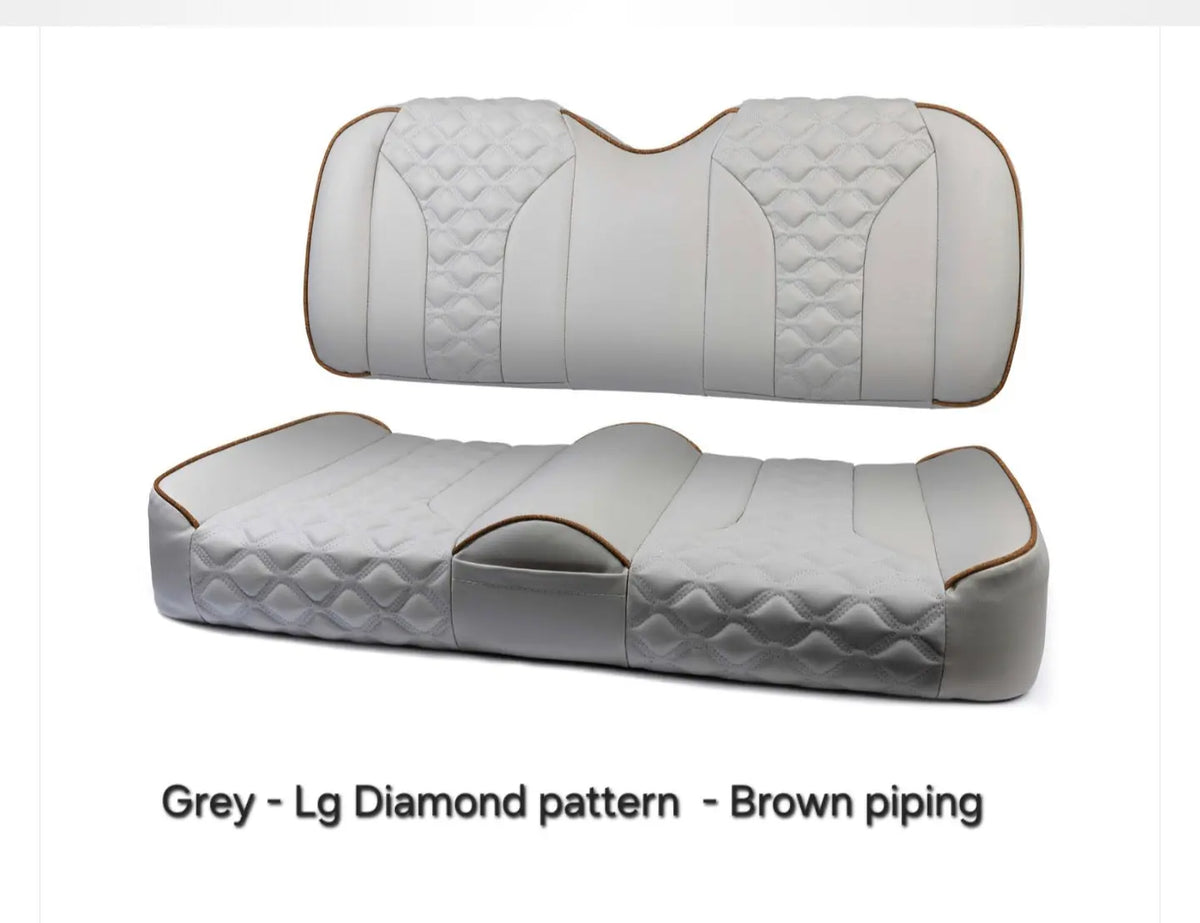 MODZ FS2 grey base seat set with large diamond pattern and brown piping
