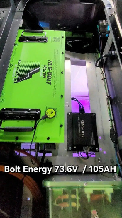 Navitas aluminum chassis with a Bolt Energy 73.6V/105AH "Power" Lithium battery