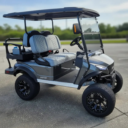 Navitas Chassis Silver Metallic with Grey seats side view at shop