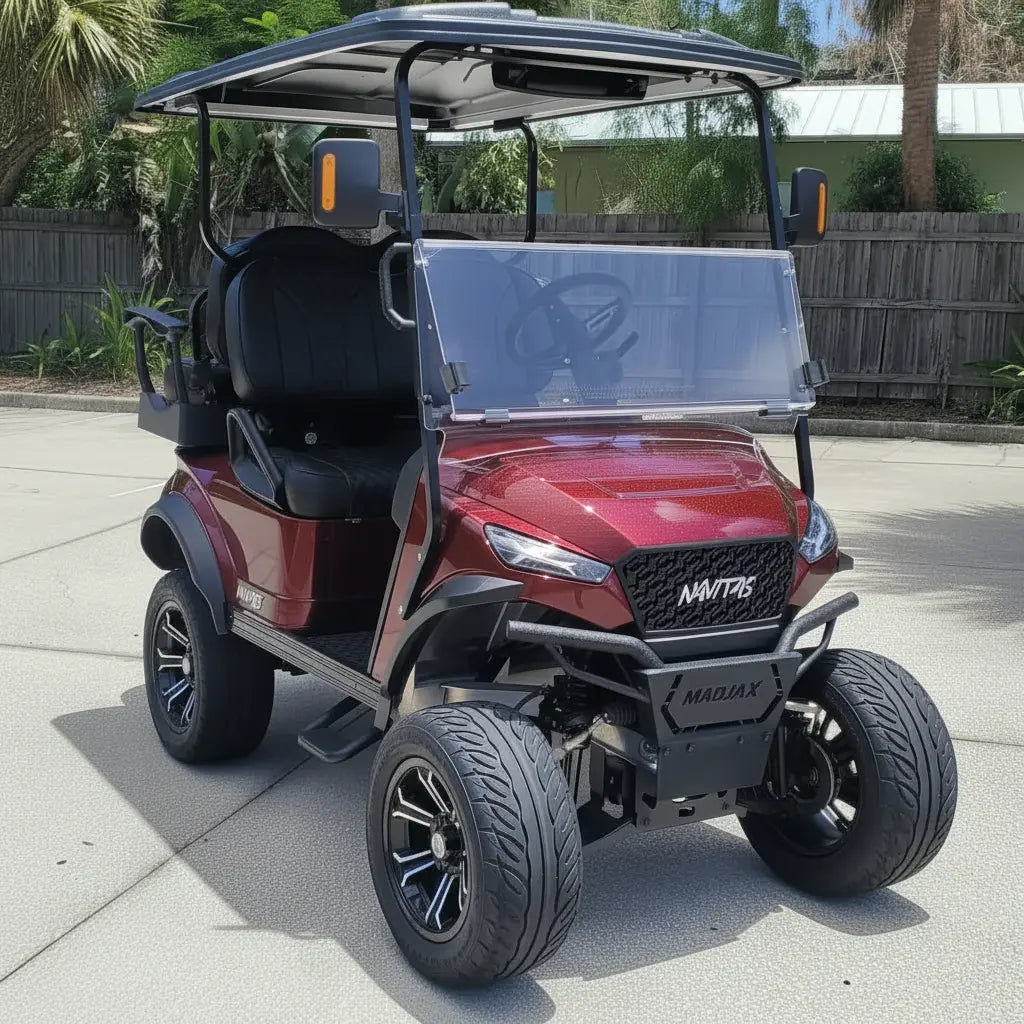 Navitas chassis cherry metallic with black seats passenger front angle View at shop