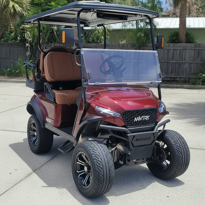 Navitas chassis cherry metallic with rust brown seats passenger front angle View at shop