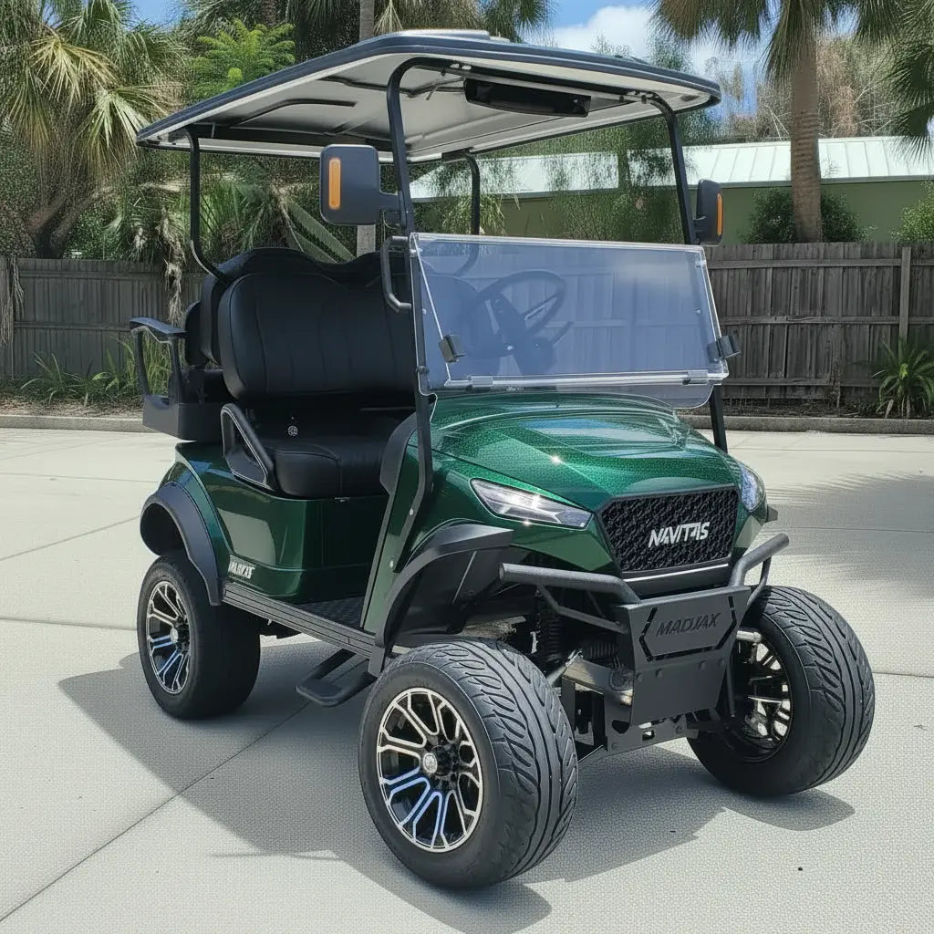 Navitas chassis forest green with black seats passenger front angle View at shop