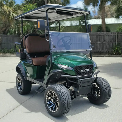 Navitas chassis forest green with brown seats passenger front angle View at shop