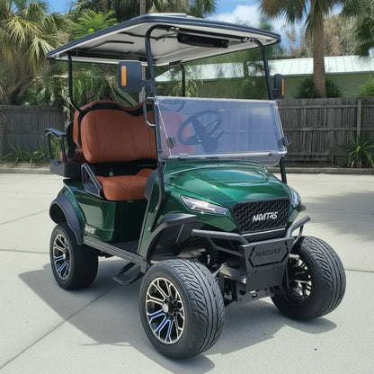 Navitas chassis forest green with rust seats passenger front angle View at shop
