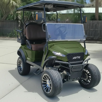 Navitas chassis forest green with brown seats passenger front angle View at shop