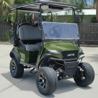 Navitas chassis forest green with gray seats passenger front angle View at shop