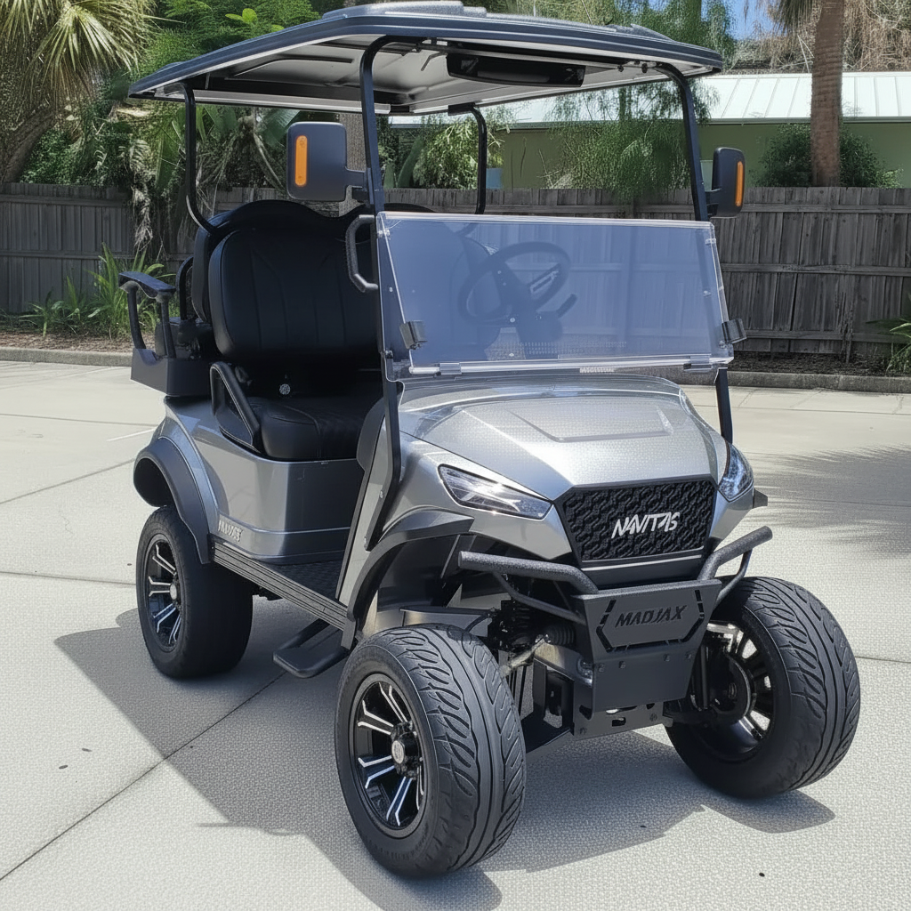 Navitas chassis silver metallic with black seats passenger front angle View at shop