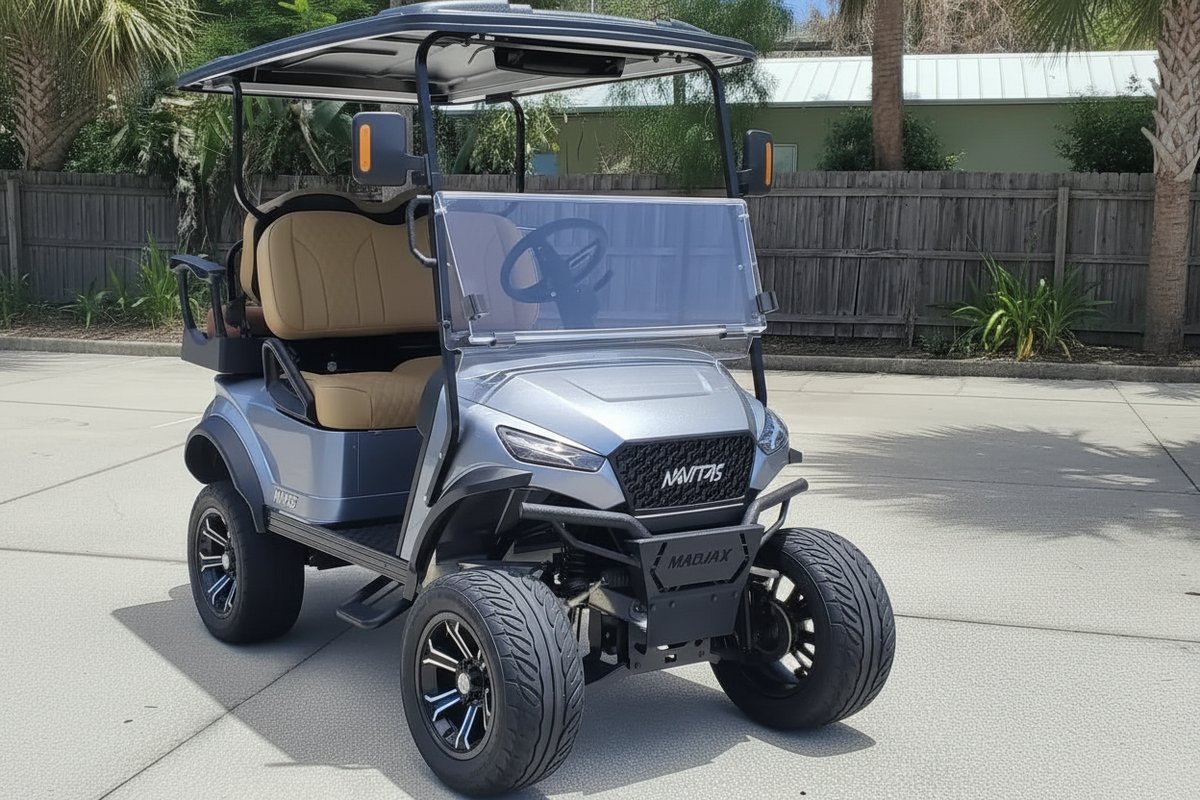 Navitas chassis silver metallic with khaki seats passenger front angle View at shop