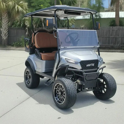 Navitas chassis silver metallic with rust brown seats passenger front angle View at shop.