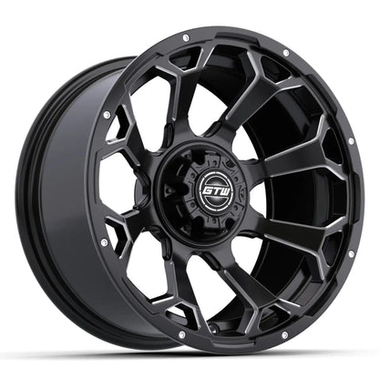 14" GTW Raven Machined Black Wheels with Low Profile Golf Cart Tire