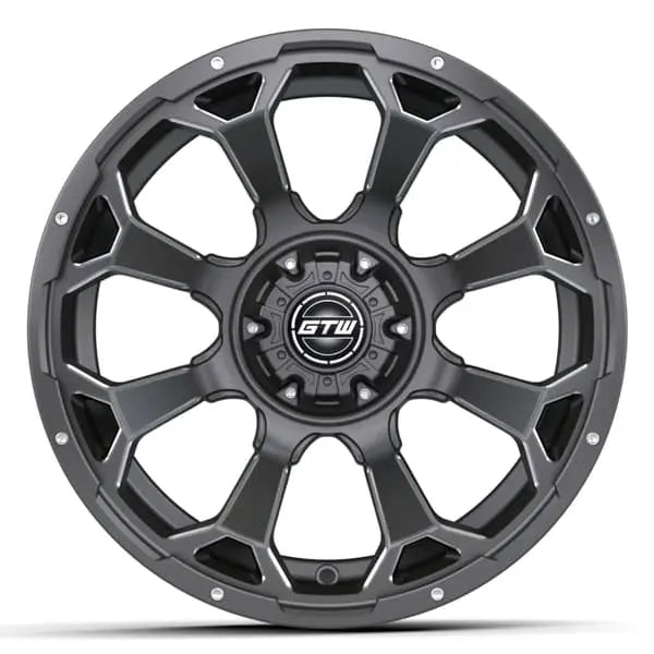 14" GTW Raven Matte Grey Wheels with Low Profile Golf Cart Tire
