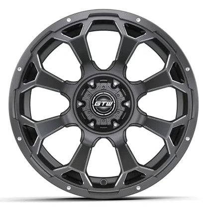 14" GTW Raven Matte Grey Wheels with Low Profile Golf Cart Tire