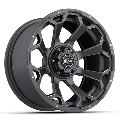 14" GTW Raven Matte Grey Wheels with Low Profile Golf Cart Tire