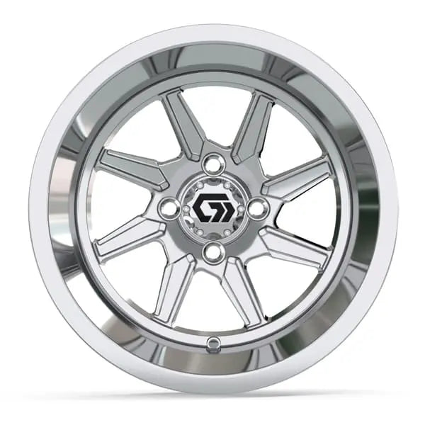 14" GTW Reaper Wide Chrome Wheels with Lifted Golf Cart Tire