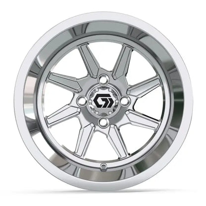14" GTW Reaper Wide Chrome Wheels with Lifted Golf Cart Tire