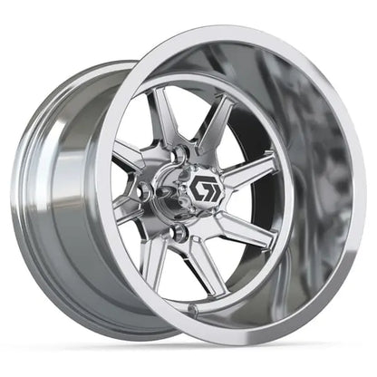 14" GTW Reaper Wide Chrome Wheels with Lifted Golf Cart Tire