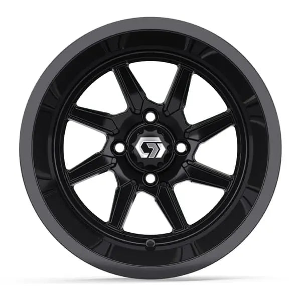 14" GTW Reaper Wide Gloss Black Wheels with Lifted Golf Cart Tire
